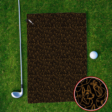German Shepherd Line Art Golf Towels, Crazy German Pattern Golf Towel, Golf Gift For Golfers