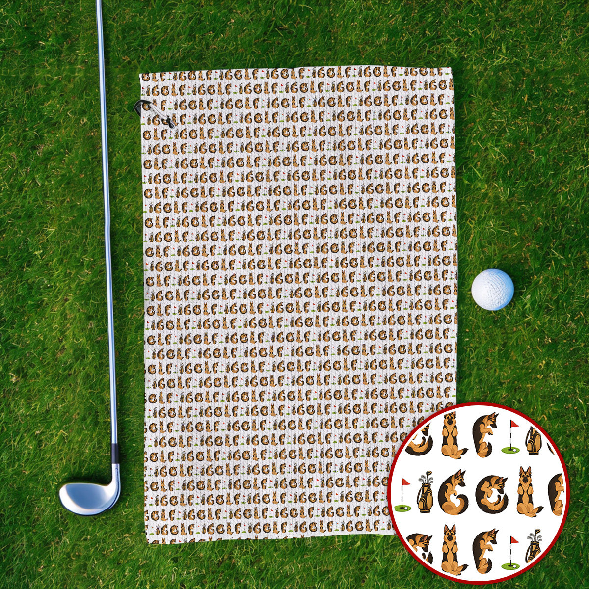 Crazy German Shepherd Pattern Golf Towels, German Dog Golf Towel, Golf Gift For Golfers