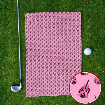 Breast Cancer Awareness Golf Towel, Pink Ribbon Pattern Golf Towels For Breast Cancer Support, Golf Gift For Golfer