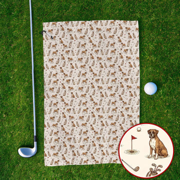 Boxer Autumn Golf Towel, Boxer Pattern Golf Towels for Dog Lovers, Crazy Golf Gift for Golfers