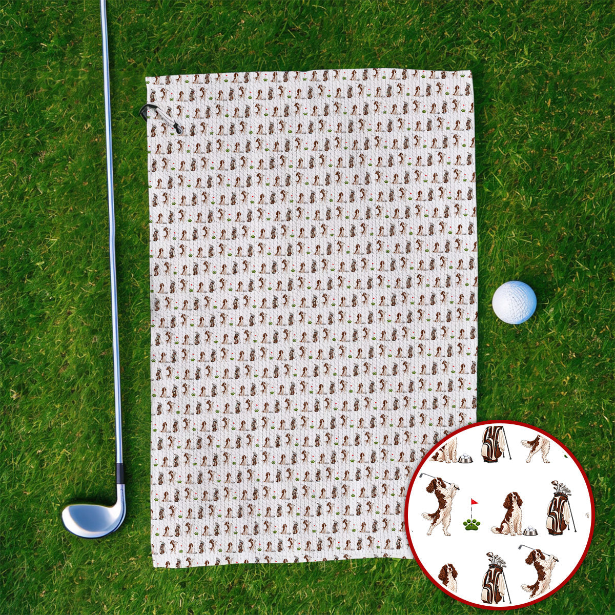 English Springer Spaniel Golf Towels, Funny Pattern Golf Towel For Dog Lovers, Golf Gift For Golfer