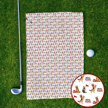 Merry Woofmas German Shepherd Golf Towels, Christmas Dog Pattern Golf Towel, Xmas Golf Gift For Dog Lovers
