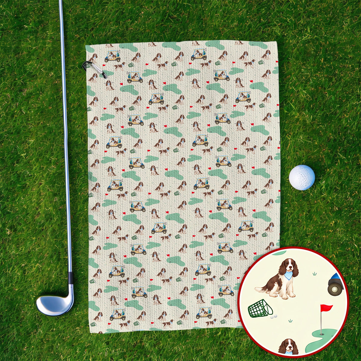 English Springer Spaniel Golf Towels, Pattern Golf Towel For Dog Lovers, Crazy Golf Gift For Golfer