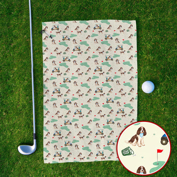 English Springer Spaniel Golf Towels, Pattern Golf Towel For Dog Lovers, Crazy Golf Gift For Golfer