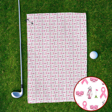 Breast Cancer Pattern Golf Towels, Pink Ribbon Golf Towel for Golf Lovers, Support Breast Cancer Awareness Gift