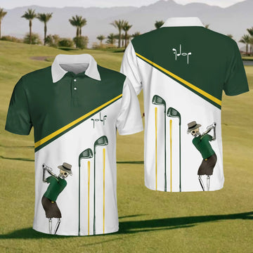 Skeleton Golfer Mens Golf Polo ShirtMens Golf Gift, Funny Golf Shirt