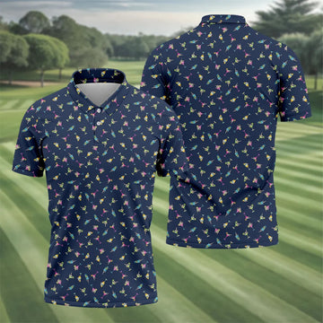 Tropical Cocktail Pinup Pattern Golf Shirt, Mens Golf Apparel, Golf Shirts For Men