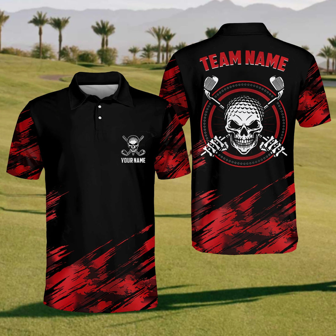 Skull Warrior Mens Golf Polo ShirtMens Golf Gift, Mens Golf Shirt