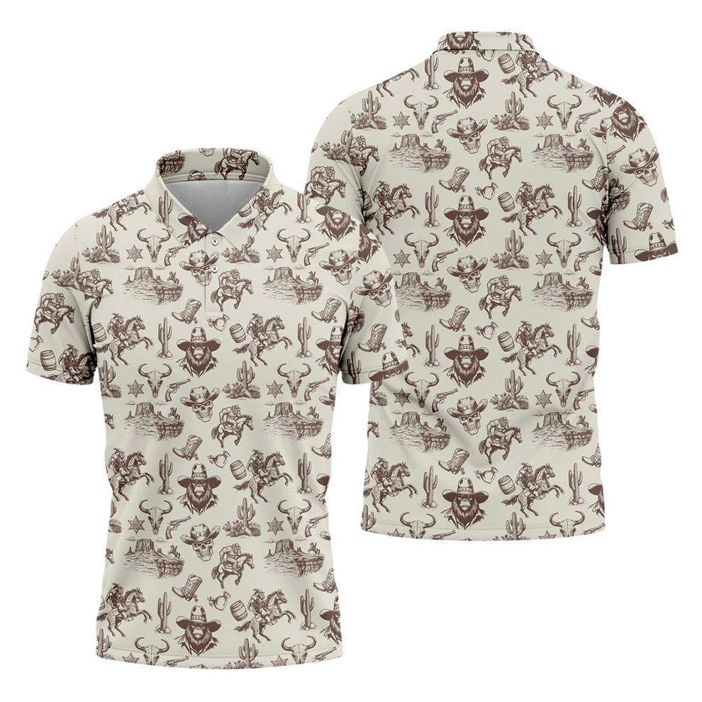 Funny Bigfoot Western Style Hawaiian Golf Shirt, Men's Golf Shirt, Polo Shirts For Men