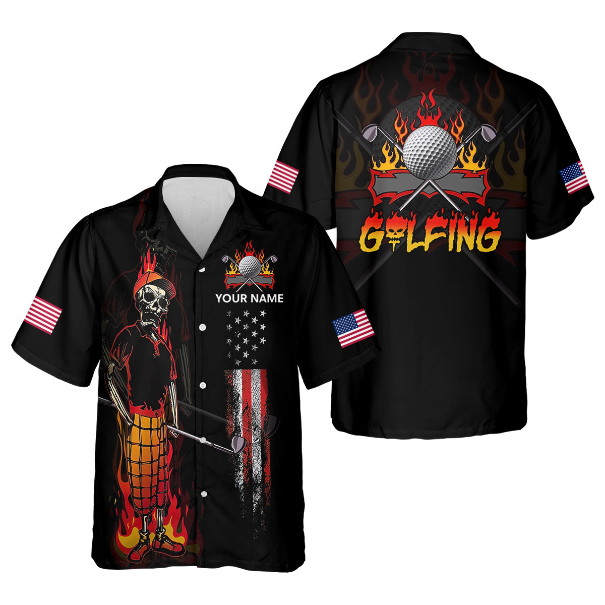 Custom Skull Golf Polo ShirtMens Golf Gift, Funny Golf Shirt