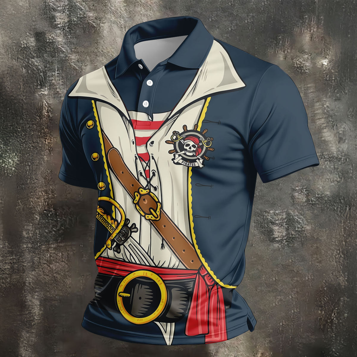 Funny Pirate Costume Hawaiian Golf Shirt, Men's Golf Shirt, Polo Shirts For Men