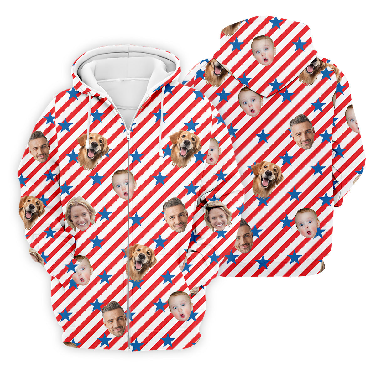 4th Of July Golf Polo, Custom Independence Days Shirts With Faces, Men's Golf Polo Shirt