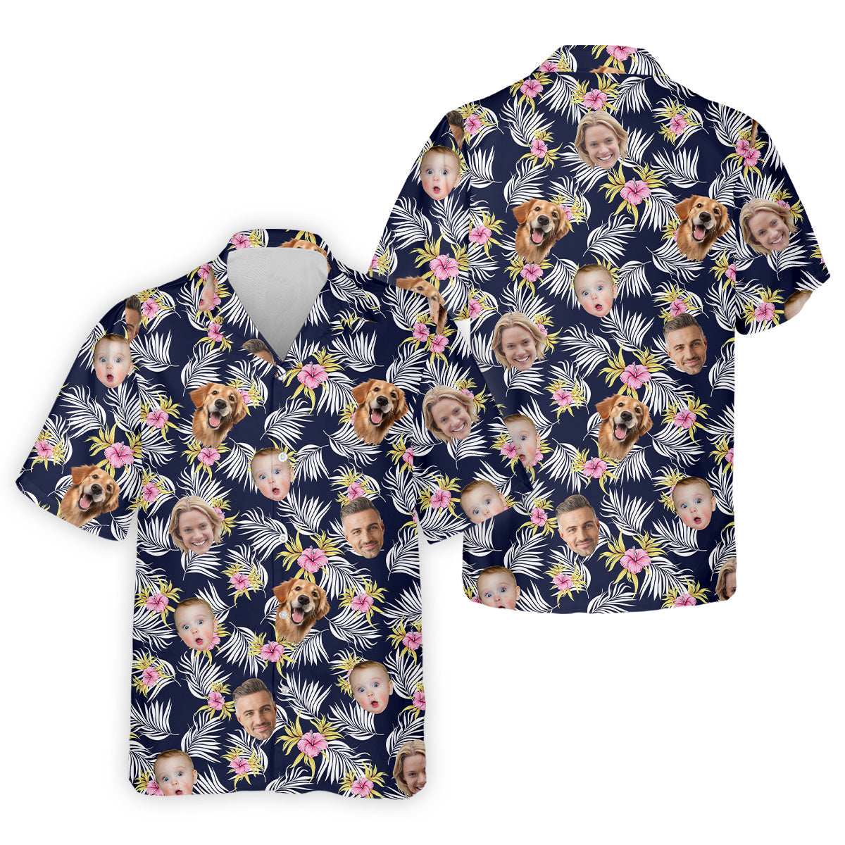 Hawaiian Golf Shirts, Floral Seamless Pattern, Hawaiian Shirts With Faces, Mens Tropical Shirts