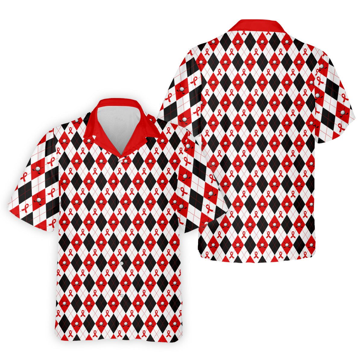 Red Painted Awareness Ribbon Aids Hiv Men's Polo ShirtS Awareness Shirt, Men Golf Shirt, Golf Gift For Men