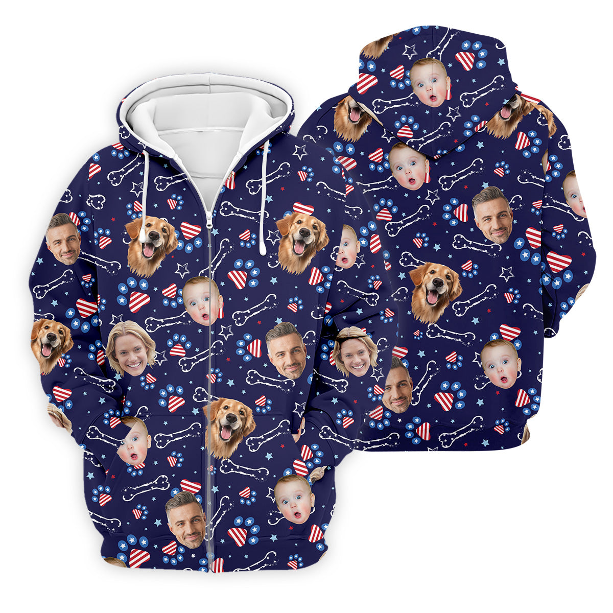 USA Custom Shirts With Faces, Men's Golf Polo ShirtMen's 4th Of July Shirts, USA Golf Shirt