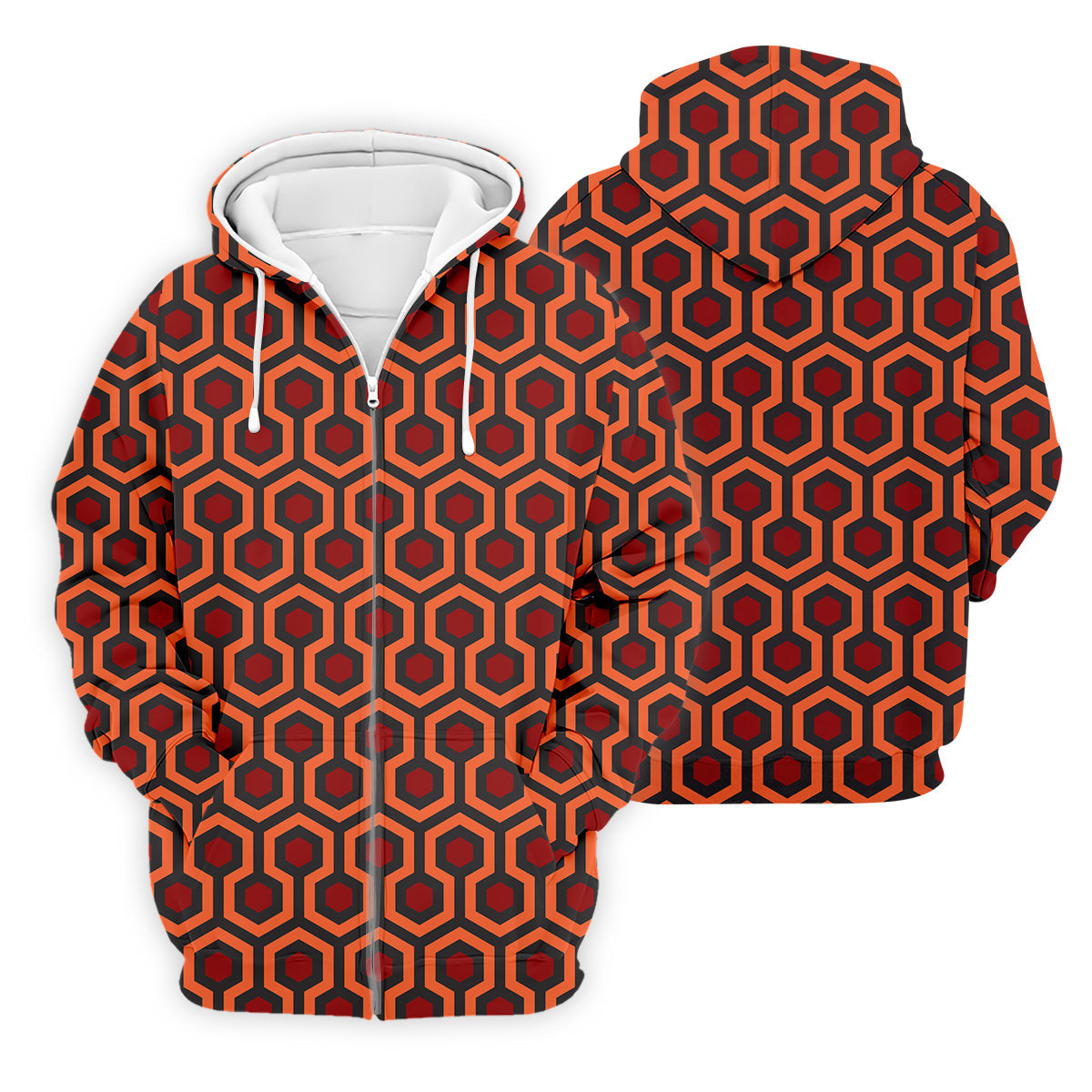 Spooky Hotel Carpet Horror Pattern Mens Golf Polo Shirt Pattern Golf Shirt, Halloween Golf Shirts, Golf Shirts For Men