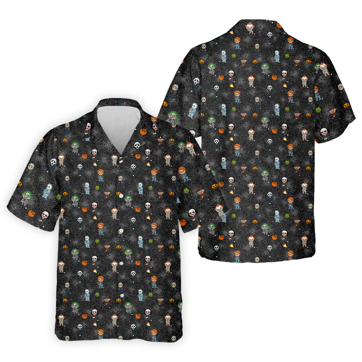 Funny Horror Character Black Golf Polo ShirtHorror Movie Shirt, Halloween Golf Shirt, Fun Golf Polos For Men