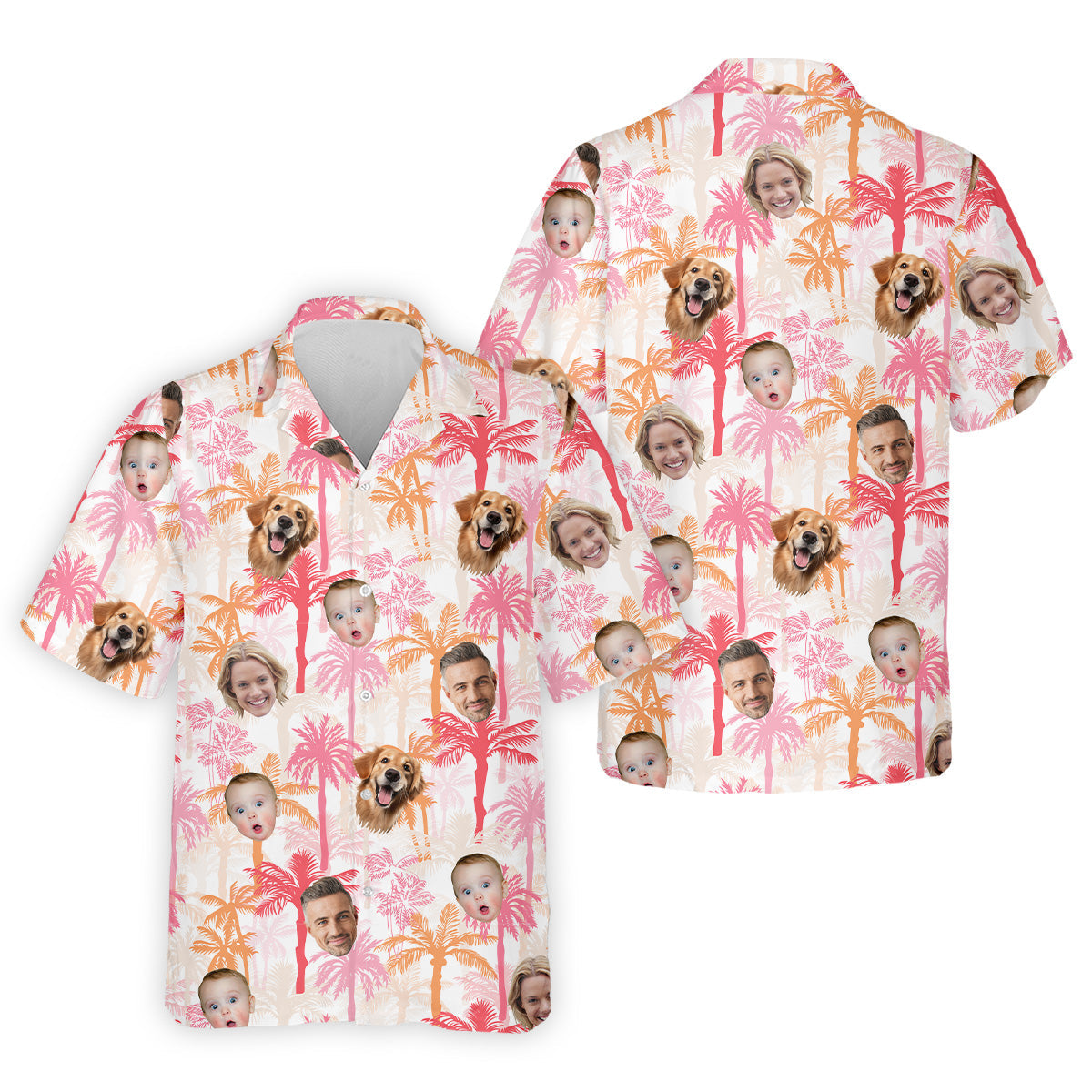 Seamless Pattern, Men Palm Tree Shirt, Pink Golf Shirt, Hawaiian Shirts With Faces, Great Golf Gifts For Guys