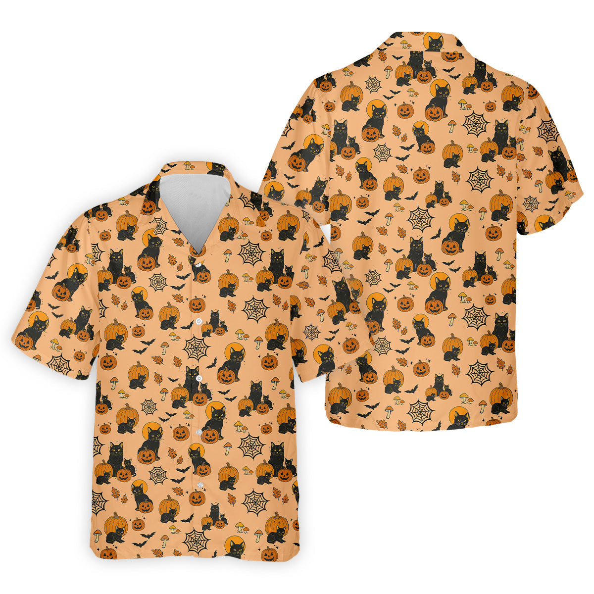Black Cat Pumpkin Halloween Golf Shirt, Orange Golf Shirt, Mens Golf Polo Shirt Golfing Apparel
