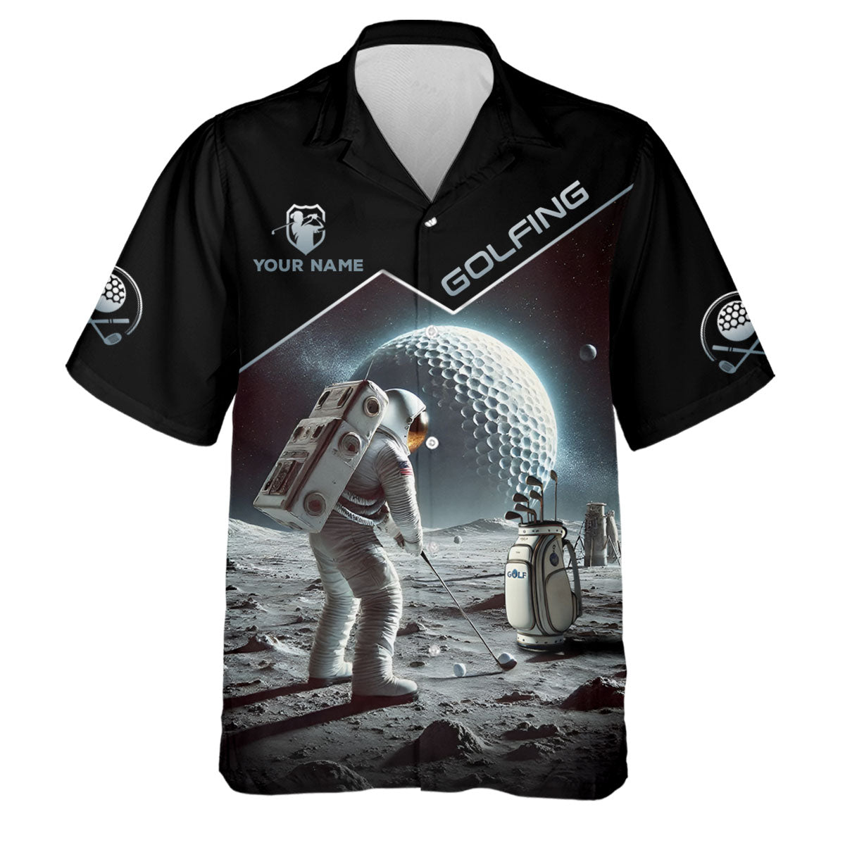 Outer Space Personalized Funny Men's Golf Polo ShirtChristmas Golf Gift