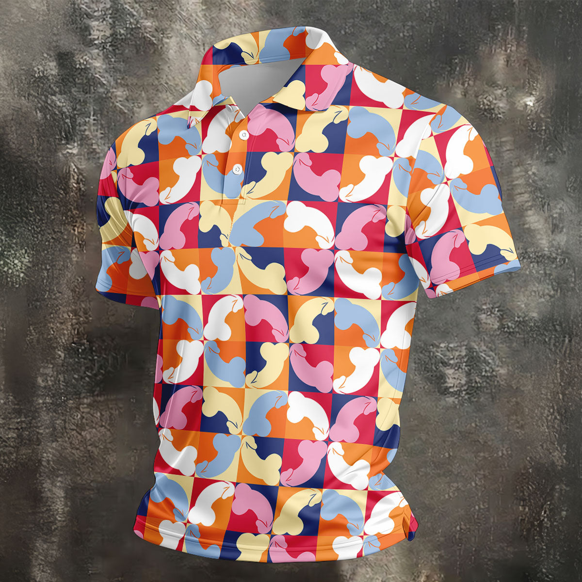 Funny Adult Retro Checkered Novelty Golf Shirt, Mens Golf Shirts, Printed Golf Shirts