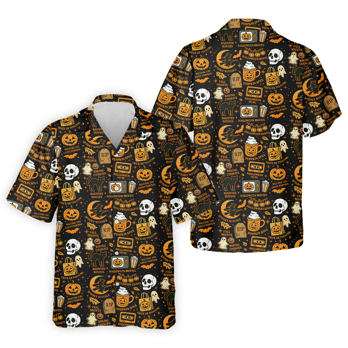 Vintage Halloween Cat Golf Polo Shirt Halloween Theme Shirts, Ghost Pumpkin Mens Golf Polo Shirt Golfing Apparel