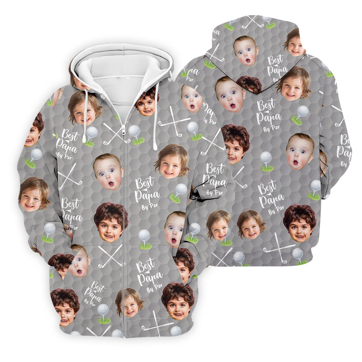 Best Papa By Par Gray Custom Photo Golf Shirt, Funny Golf Shirt, Christmas Golf Gift