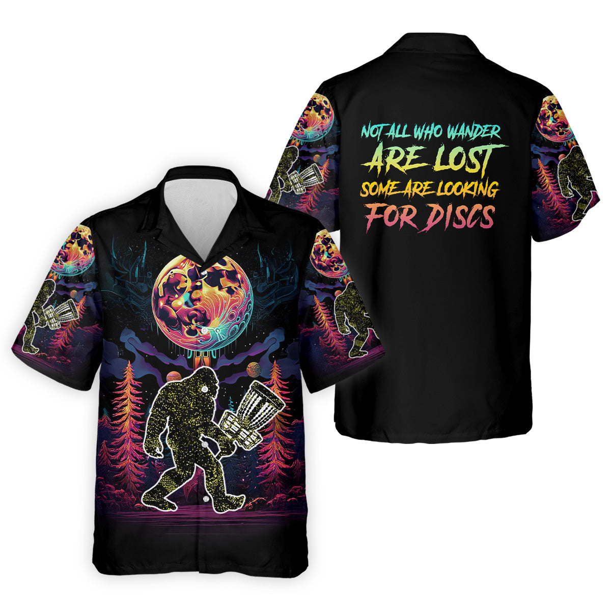 Not All Who Wander Are Lost Bigfoot Discs Golf Men's Golf Polo ShirtMens Golf Gift, Funny Golf Shirt