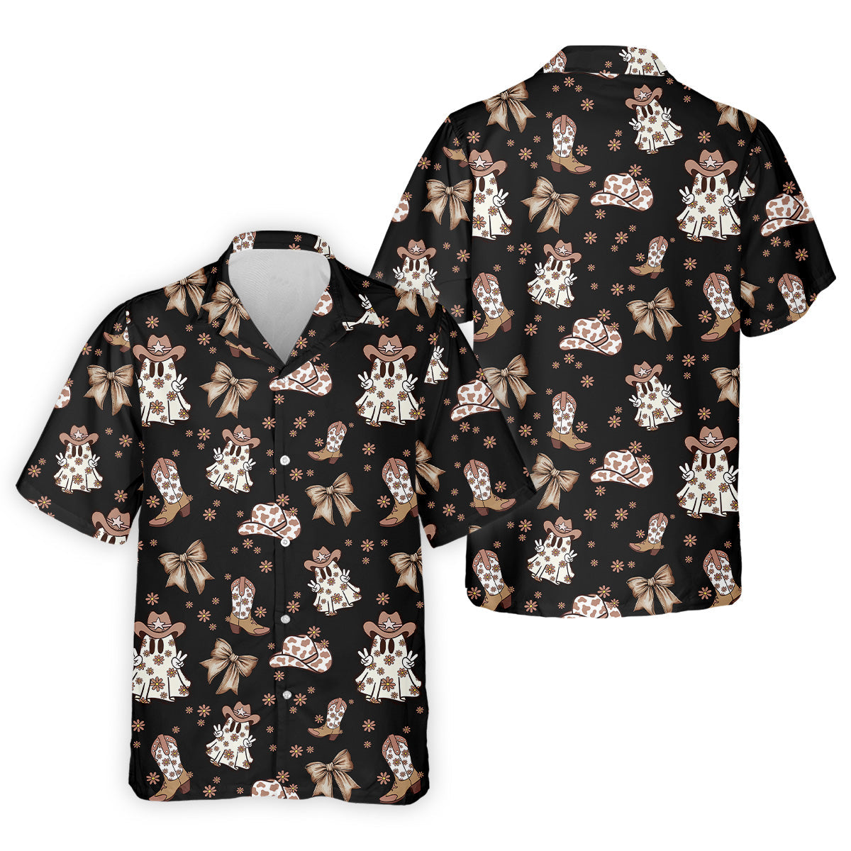 Coquette Halloween Cowboy Ghost Black Fun Golf Shirts For Men, Polo ShirtFor Men, Golfing Apparel