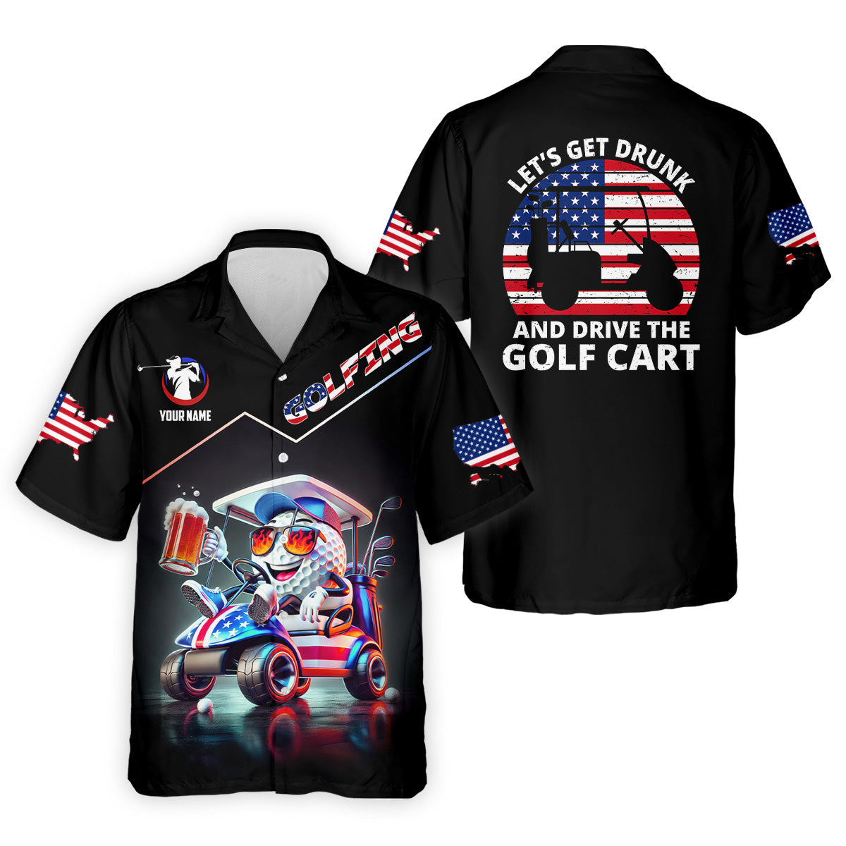 Let's Get Drunk And Drive The Golf Cart Custom Men's Golf Polo Shirtunny Golf Shirt, Dad Golf Gift