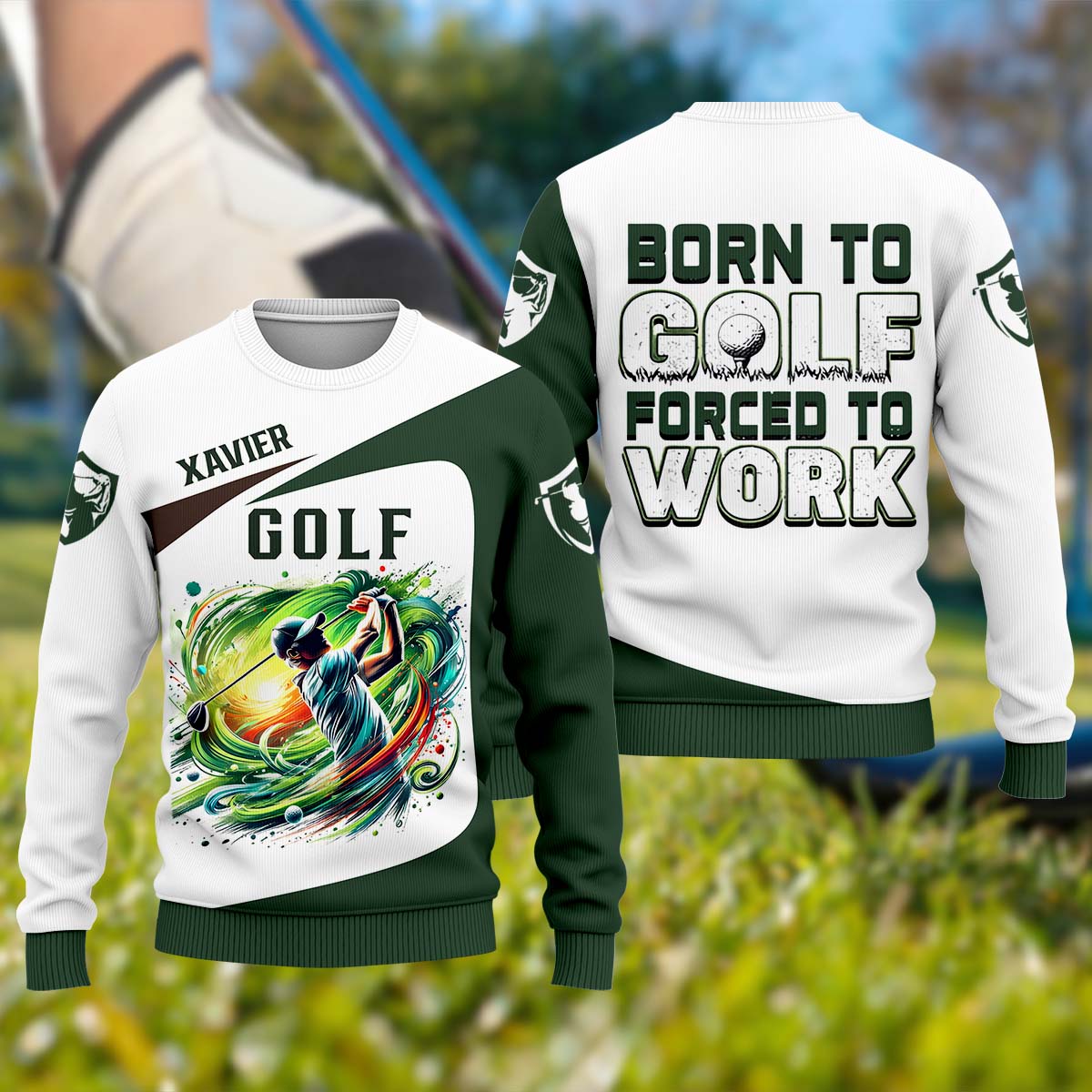 Born To Golf Forced To Work, Personalized Golf Shirt, Unique Gift For Golfer, Funny Golf Polo Shirt