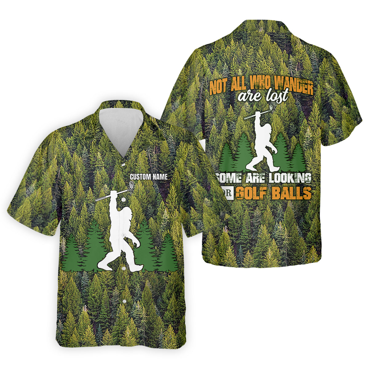 Not All Who Wander Are Lost Custom Men's Golf Polo ShirtBigfoot Golf Shirt, Dad Golf Gift