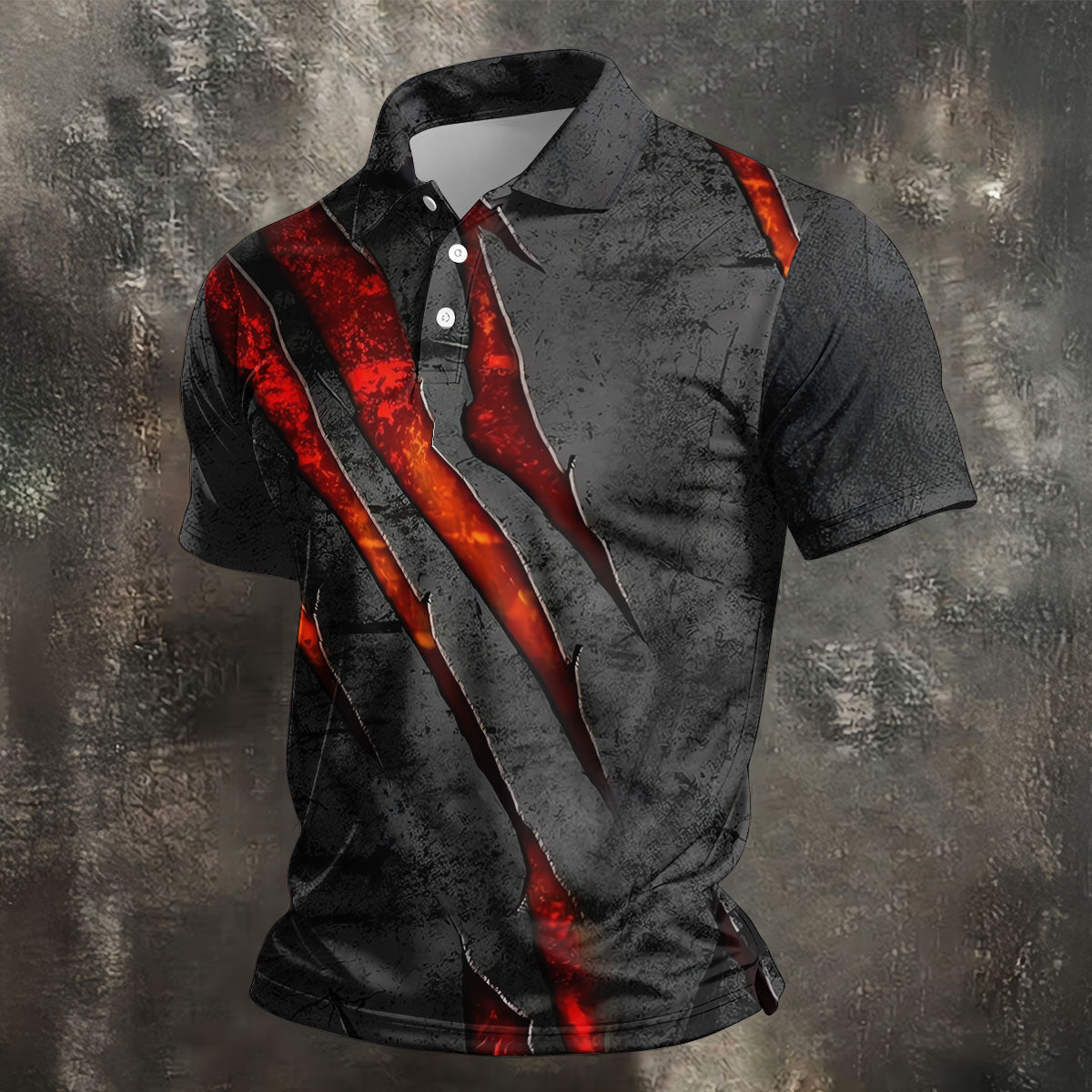 Red Claw Marks Hawaiian Golf Shirt, Scratch Print Men's Golf Shirt, Polo Shirts For Men