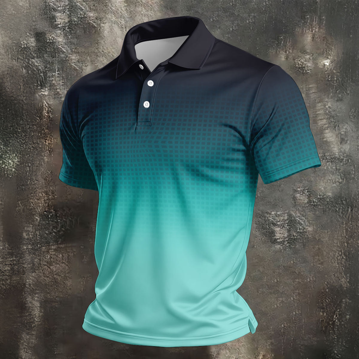 Turquoise Gradient Hawaiian Golf Shirt, Golf Tops For Men, Polo Shirtor Men