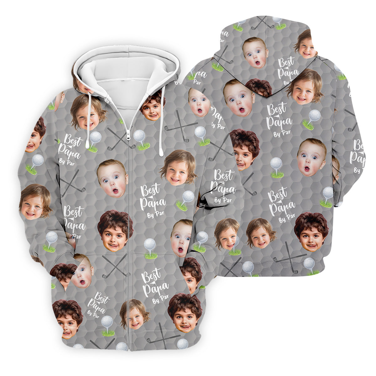 Best Papa By Par Gray Custom Photo Golf Shirt, Funny Golf Shirt, Dad Golf Gifts