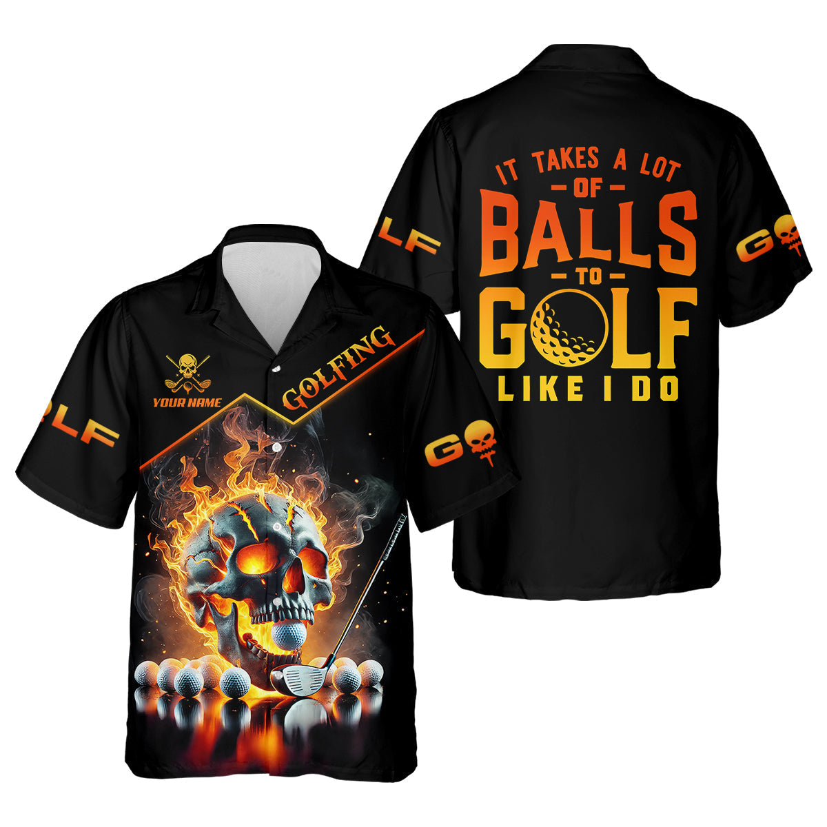 It Takes A Lot Of Balls To Golf Like I Do Custom Men's Golf Polo ShirtSkull Golf Shirt, Funny Golf Shirt