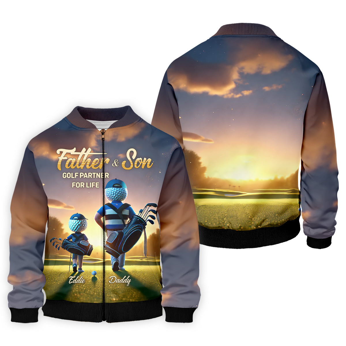 Father And Son Golf Partner For Life Custom Men's Golf Polo ShirtDad Golf Gift, Christmas Golf Gift