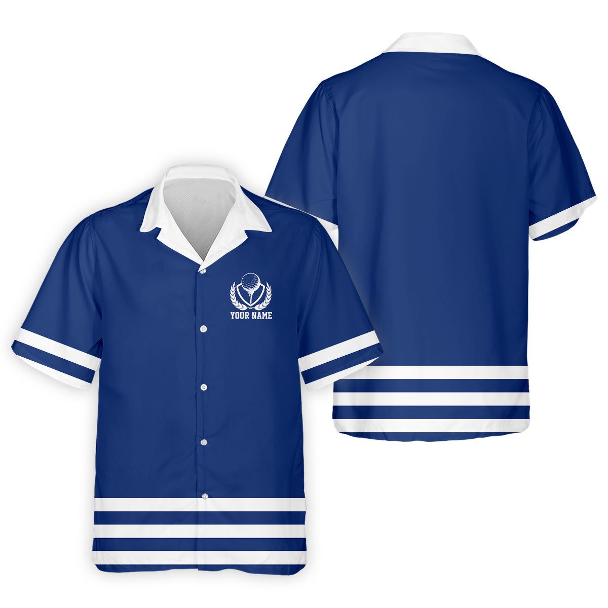 Blue And White Striped Golf Shirt, Golf Tops For Men, Mens Golf Polo Shirt Cool Golf Gifts, Golfing Apparel