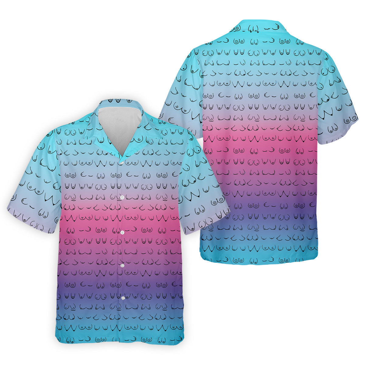 Blue Pink Ombre Mens Funny Golf Shirts , Fun Golf Shirts For Men, Men Golf Polo Shirtl Golf Gifts