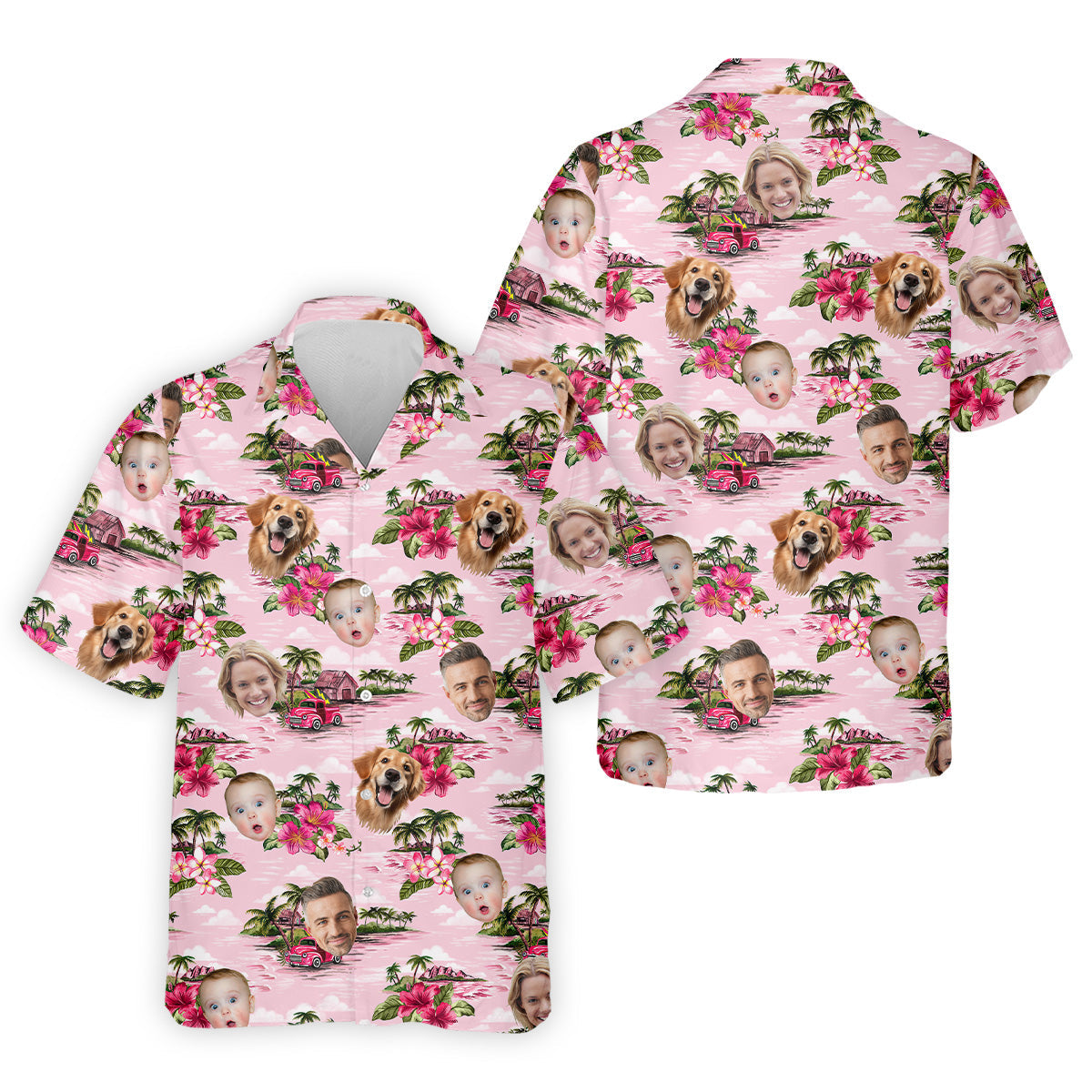 Mens Pink Hawaiian ShirtFlower Men Shirt, Custom Team Shirt, Men Polo Shirtest Gifts For Men Golfers