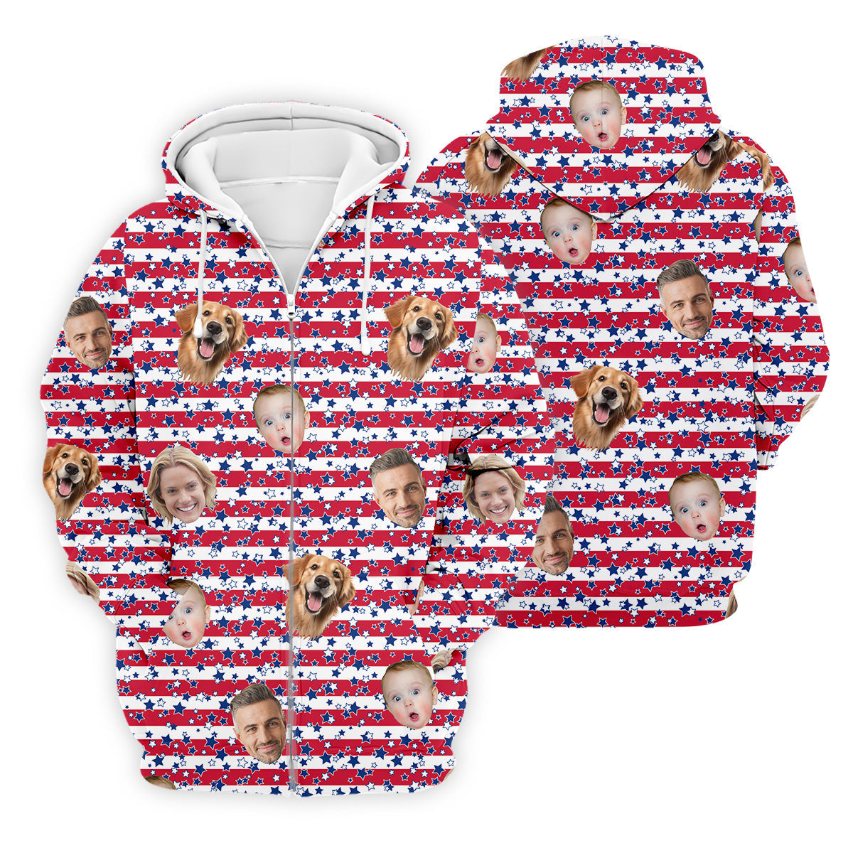 American Flag Golf Shirts, Custom Shirts With Faces, Men's Golf Polo ShirtMen's 4th Of July Shirts