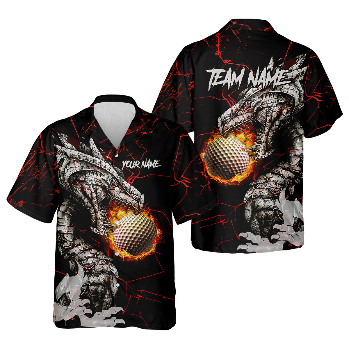 Flaming Dragon Custom Golf Polo ShirtDad Golf Gift, Golf Lover Gifts