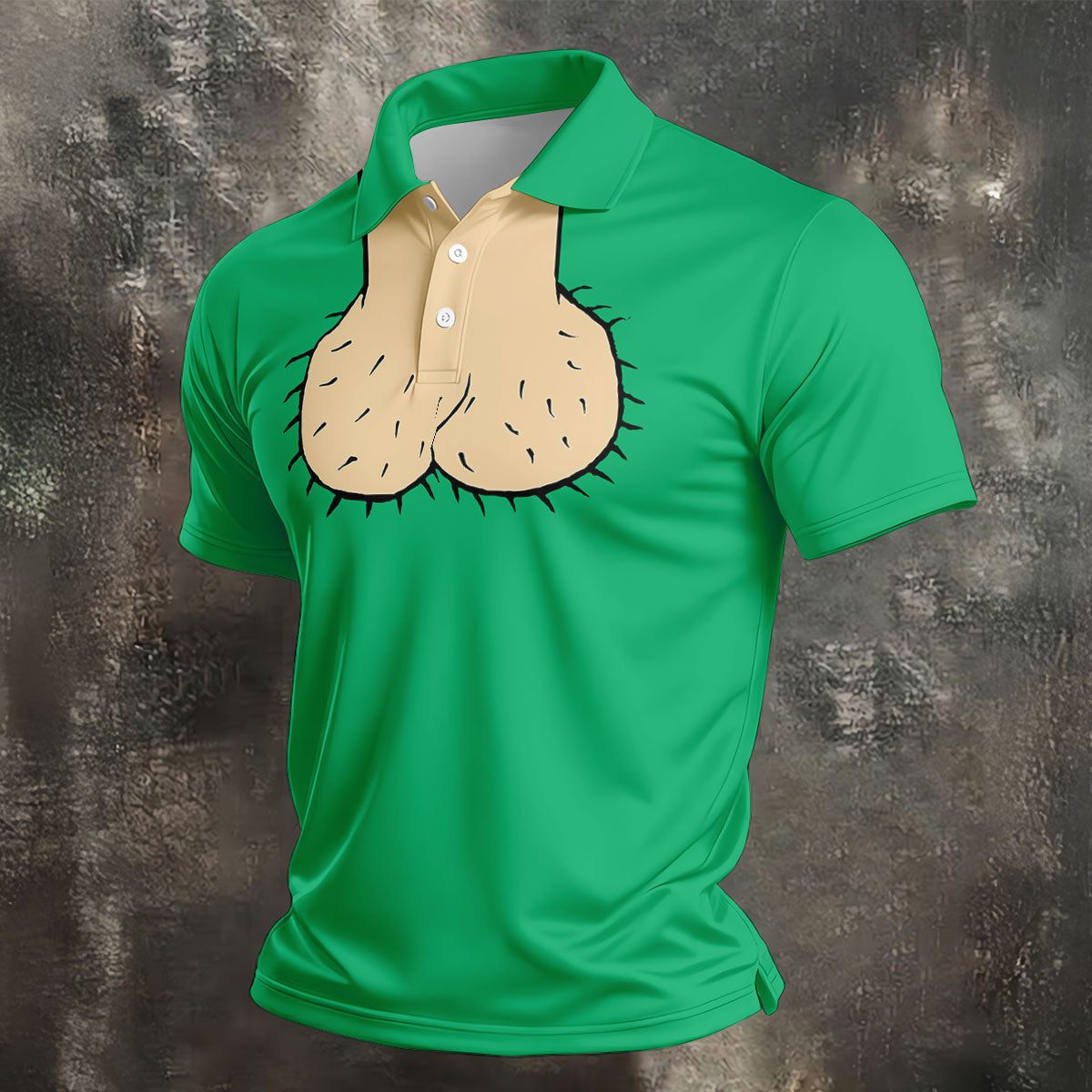 Green Funny Dickhead Faux Chest Golf Shirt, Men's Golf Shirt, Mens Polo Shirts