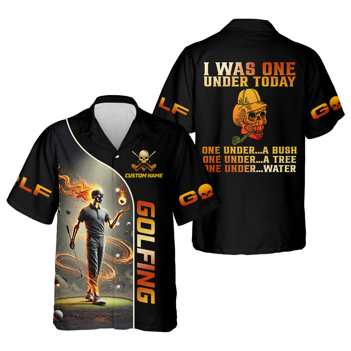 I Was One Under Today Custom Men's Golf Polo ShirtFunny Skull Golf Shirt, Dad Golf Gift