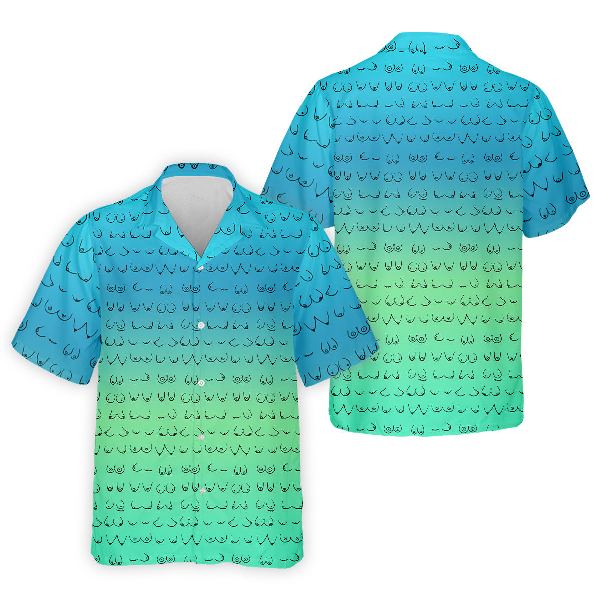 Blue Ombre Mens Funny Golf Shirts , Fun Golf Shirts For Men, Men Golf Polo Shirt Cool Golf Gifts