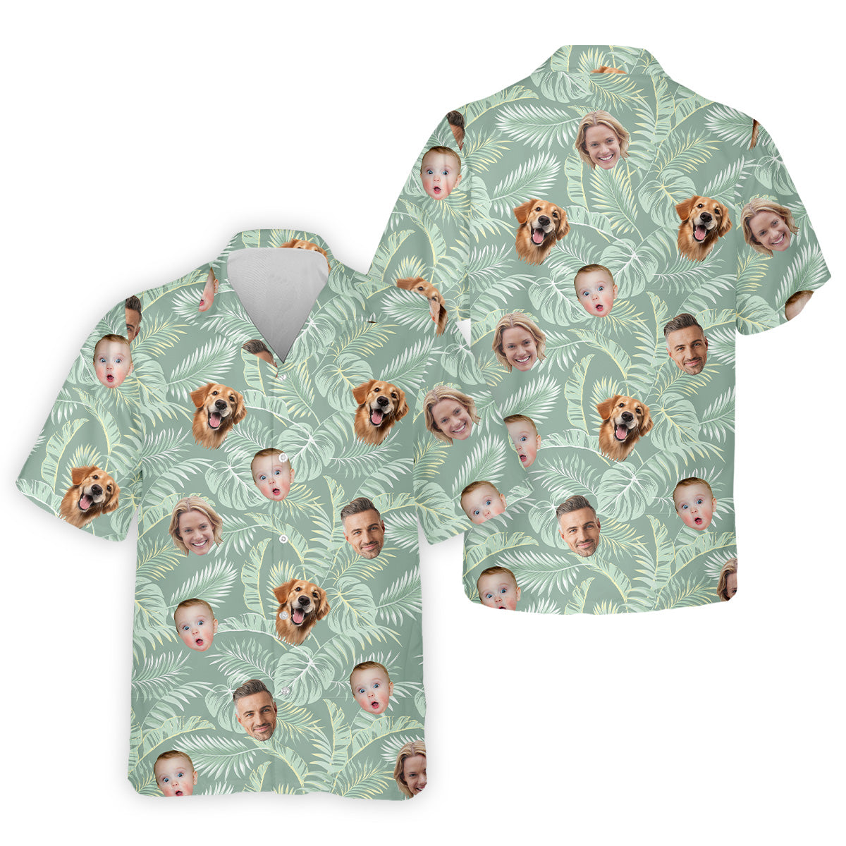 Tropical Leaf Pattern Mens Hawaiian Golf Shirts, Custom Team Shirt, Green Polo ShirtBest Gifts For Men Golfers
