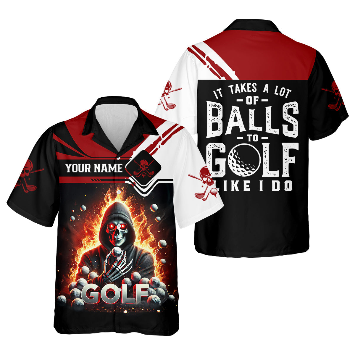 It Takes A Lot of Balls to Golf Like I Do Custom Funny Skull Golf Polo Shirtad Golf Gifts