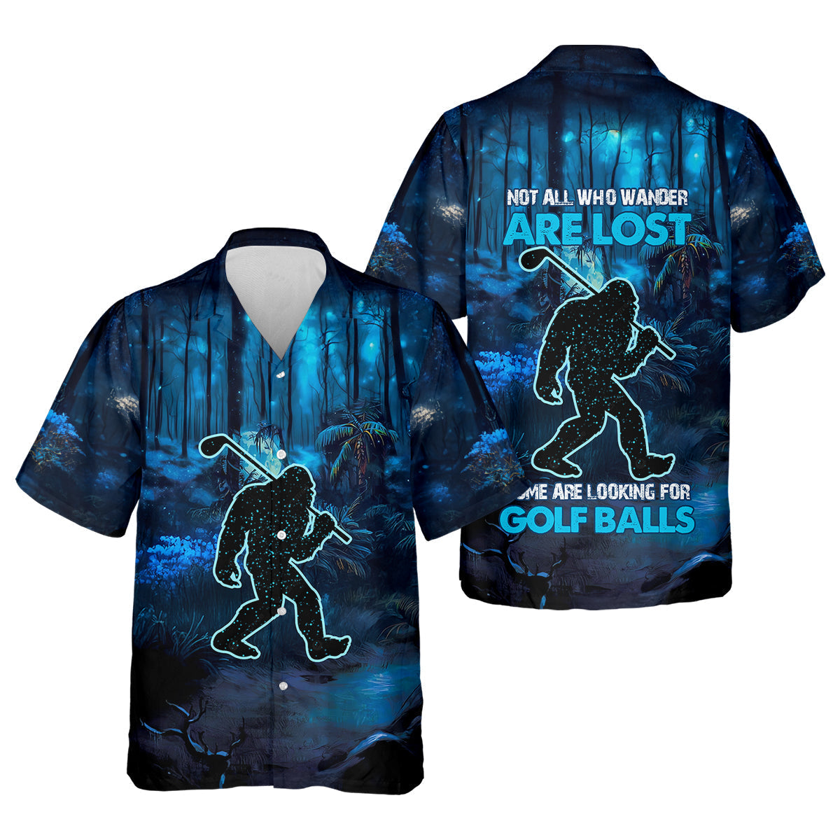 Not All Who Wander Are Lost Bigfoot Men's Golf Polo ShirtFunny Golf Shirt, Dad Golf Gift