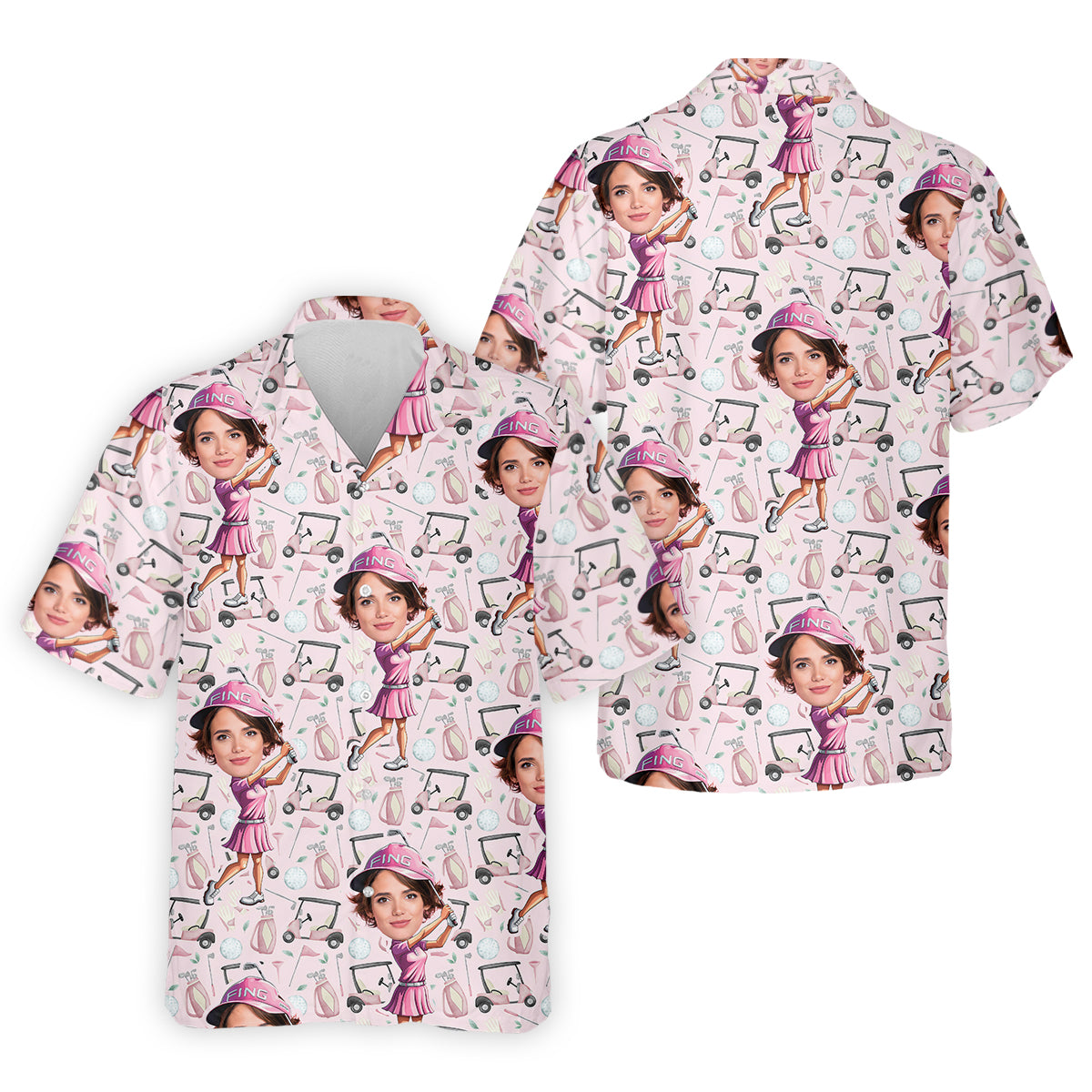 Custom Face Golf Shirt, Funny Womens Golf Polo ShirtMothers Day Shirt