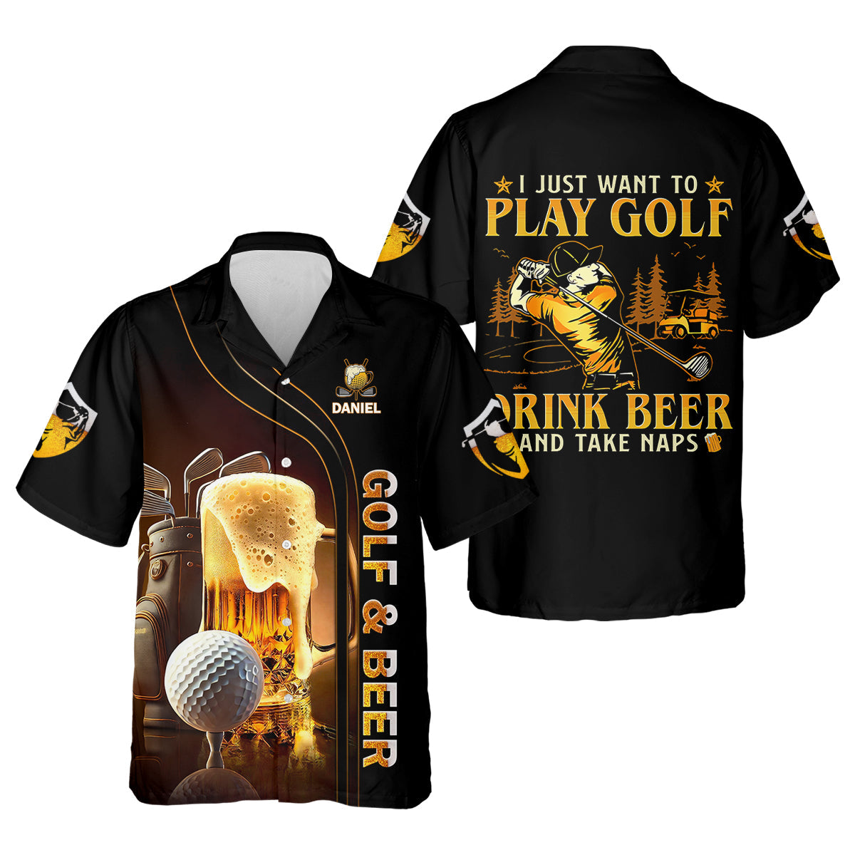 I Just Wanna Play Golf And Drink Beer Custom Golf Polo ShirtMens Golf Gift, Golf Lover Gift